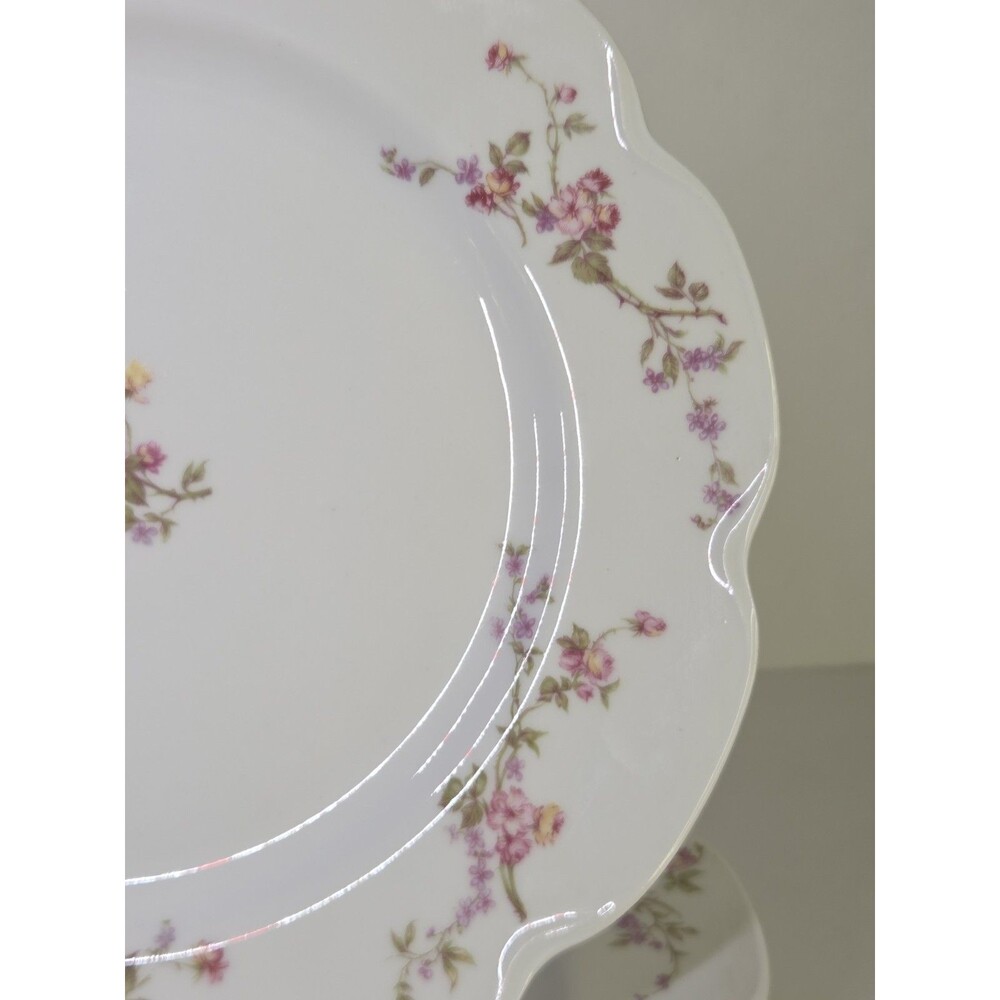 Antique Set Of 6 Haviland Limoges Scalloped Dinner Plates Floral Roses Schleiger - Picture 4 of 16